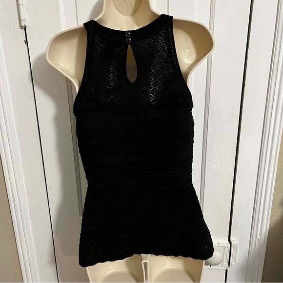 White House Black Market WHBM Black Crochet Tank Top Small T2 - Picture 2 of 6